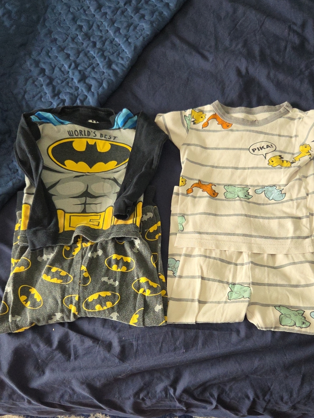 DC Batman Kids' Black and Yellow Pokemon Pajama Set, Both Size 4